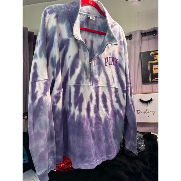 Victoria's Secret pink purple tie dye 1/4 quarter zip pullover sweatshirt xxl - Picture 3 of 4